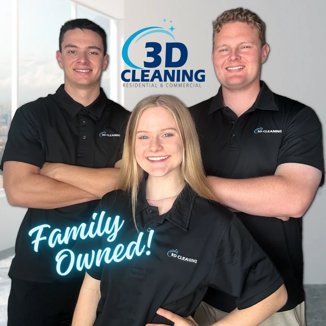 The two brothers and sister who own and operate 3D Cleaning