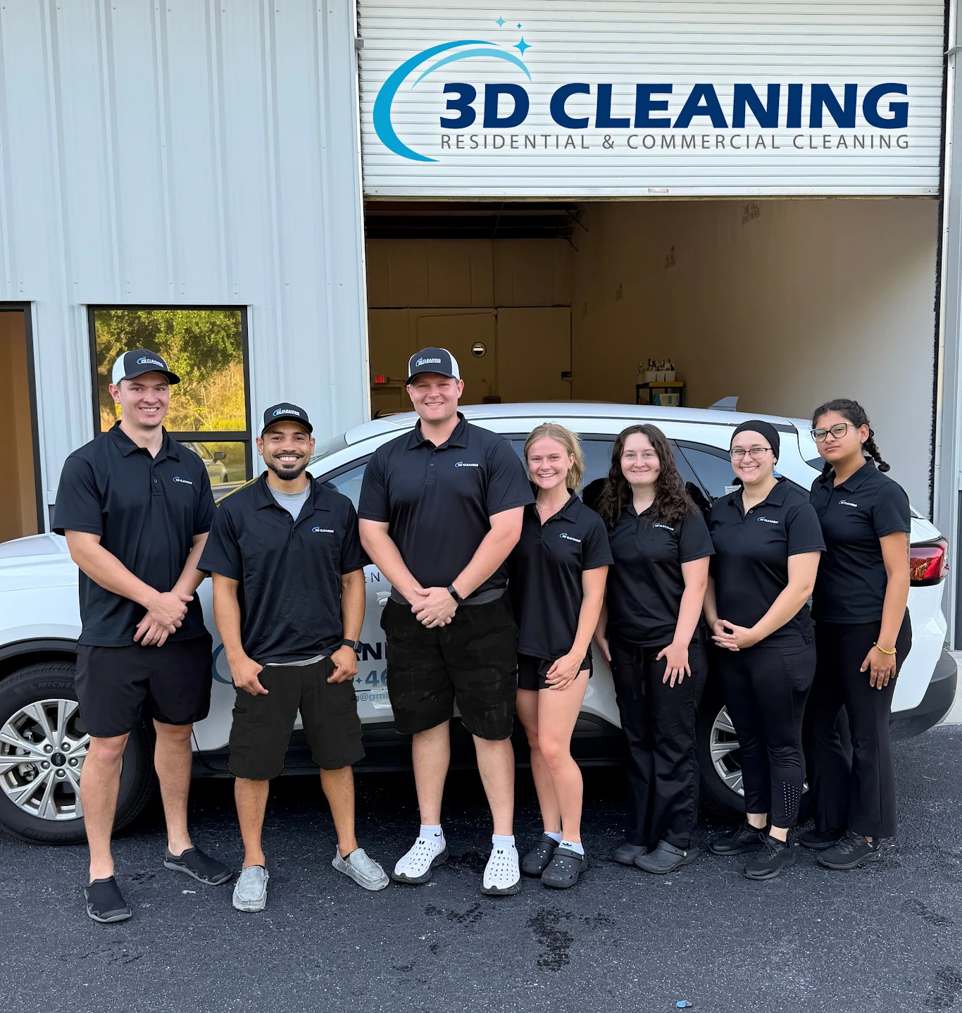 The 3D Cleaning team outside the company vehicle