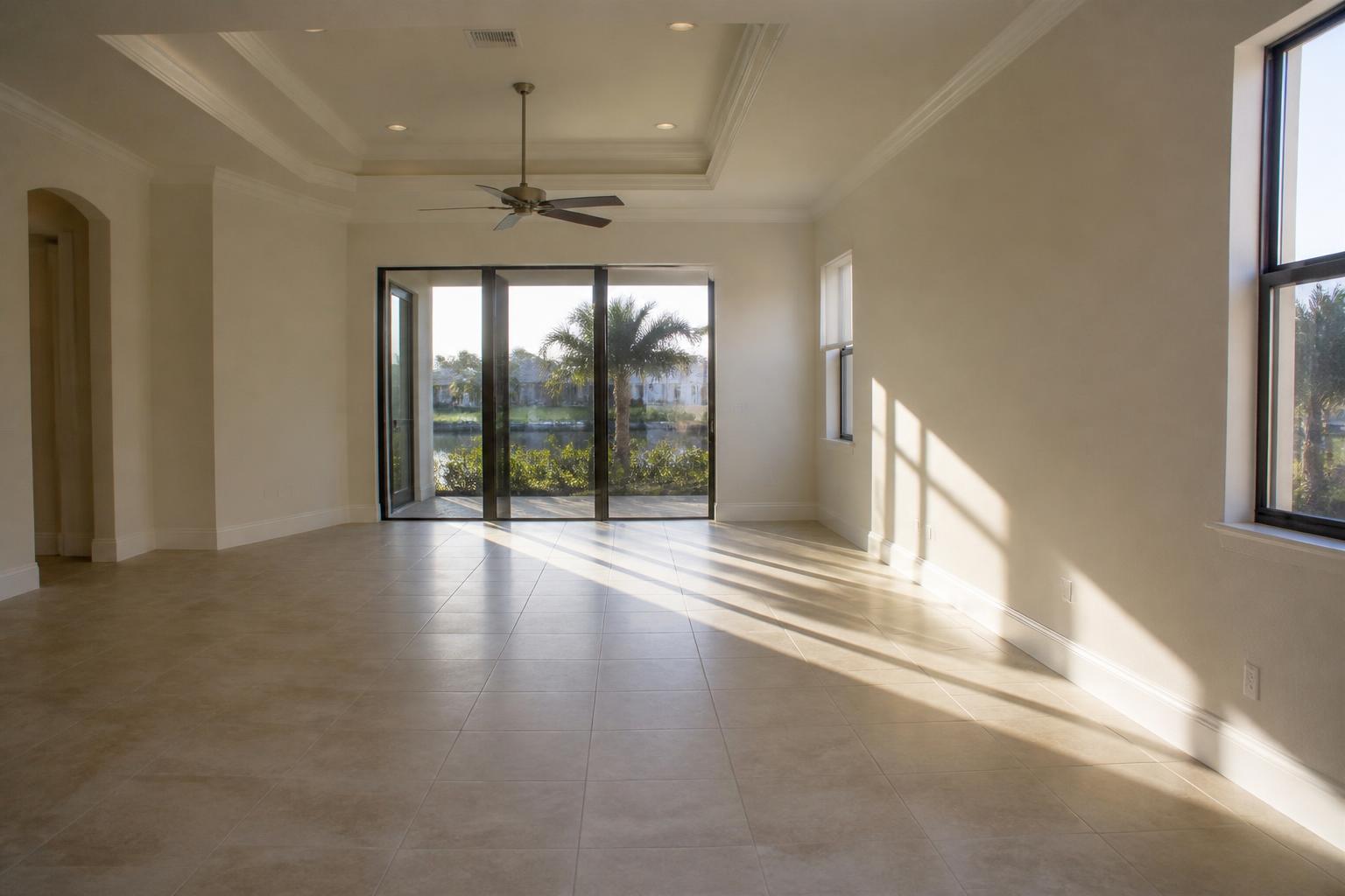 Empty clean living room ready for move-in in Cape Coral, FL