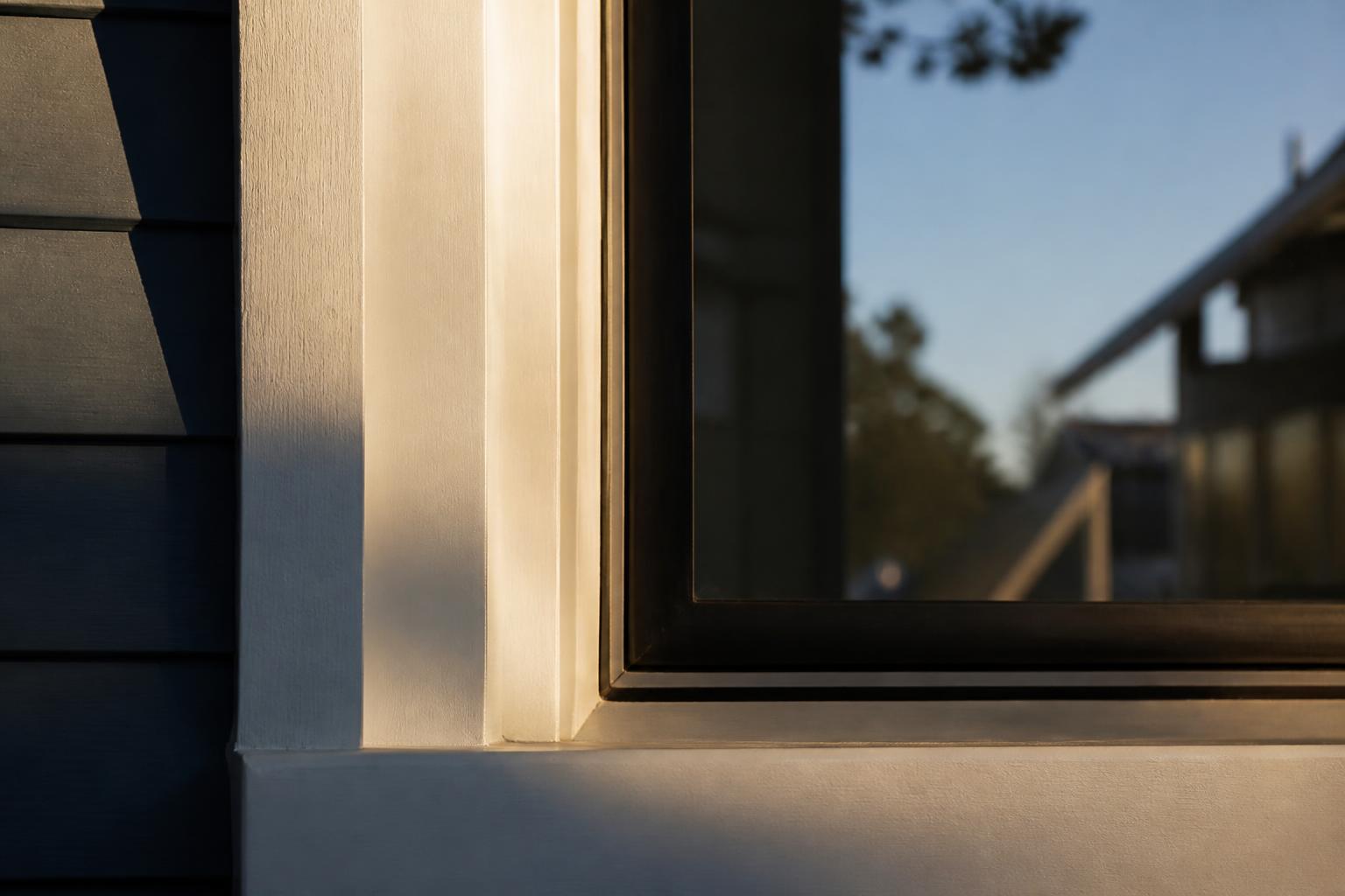 Close-up of a clean window frame and glass after professional cleaning