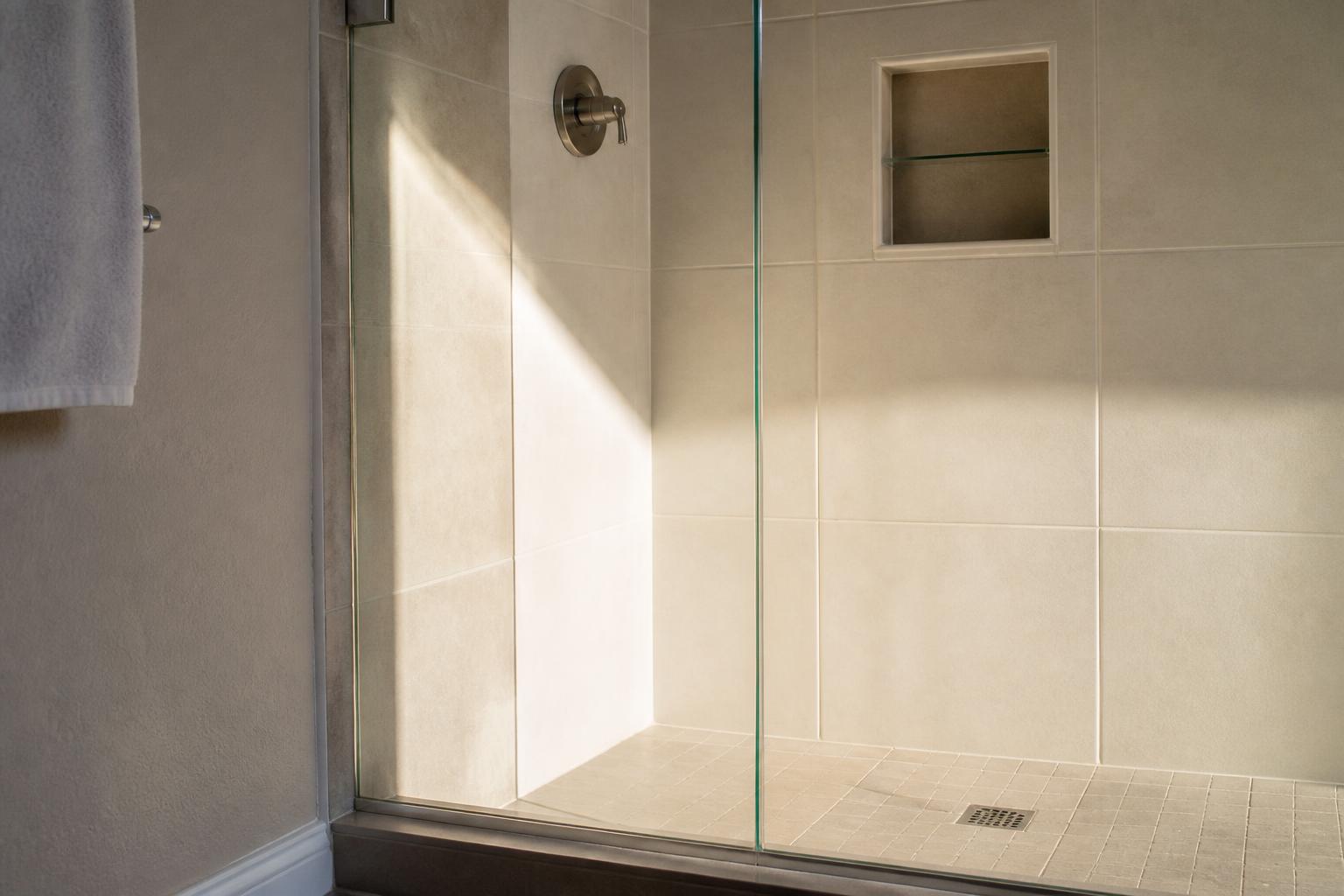 Bathroom grout and tile being cleaned during a deep clean