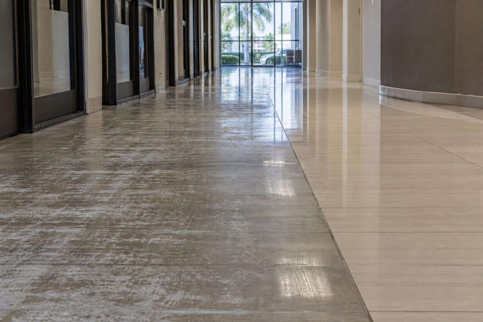 Office floor comparison after mopping in Cape Coral, FL