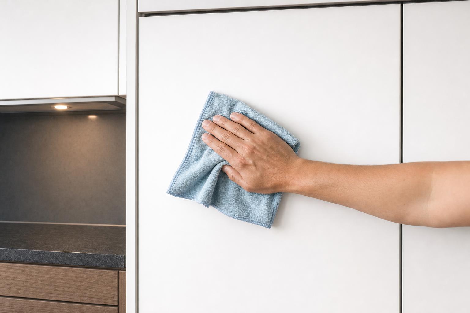 Cleaning grease from kitchen cabinet doors in a Cape Coral home